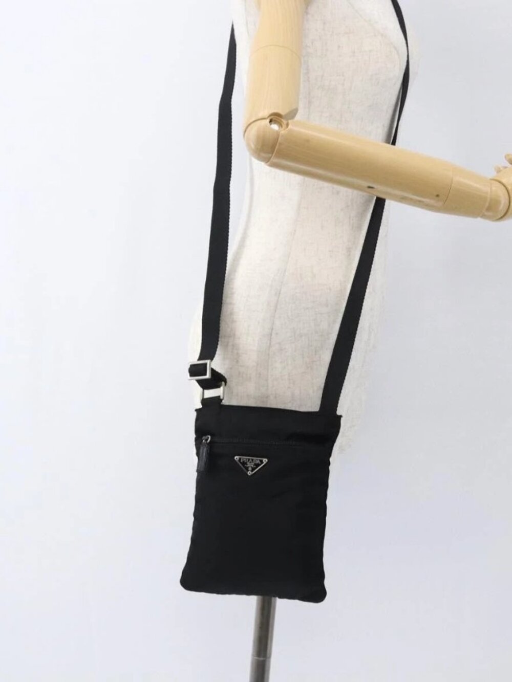 PRADA Shoulder Bag Nylon Black Silver Auth am10762 - Picture 1 of 16